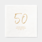 ブラシモダンスクリプト50th誕生日パーティー 箔ナプキン (正面)