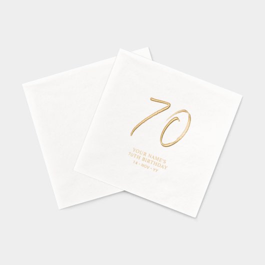 ブラシモダンスクリプト70th誕生日パーティー 箔ナプキン (裏面)