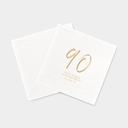 ブラシモダンスクリプト90th誕生日パーティー 箔ナプキン (裏面)