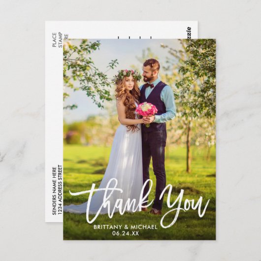 ブラシモダンスクリプト |さんの結婚写真ありがとうございますW ポストカード (正面/裏面)