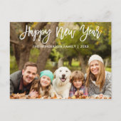 ブラシモダンスクリプトHappy New Year Family Photo ポストカード (正面)
