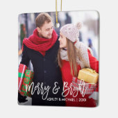 ブラシモダンスクリプメリートと明るいカップルの写真 セラミックオーナメント (左)