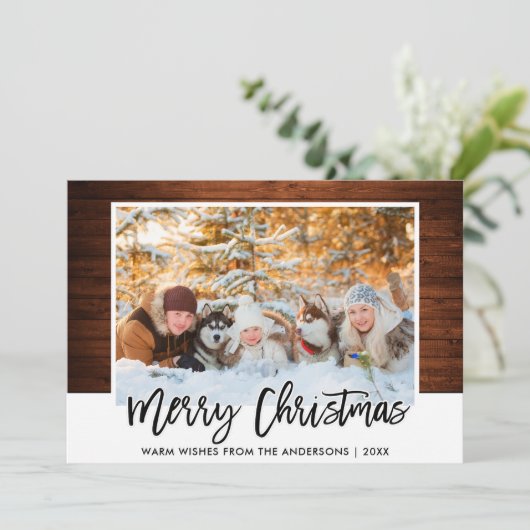 ブラシモダンスクリプ素朴ト木写真クリスマス シーズンカード (スタンド正面)
