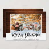 ブラシモダンスクリプ素朴ト木写真クリスマス シーズンカード (正面/裏面)
