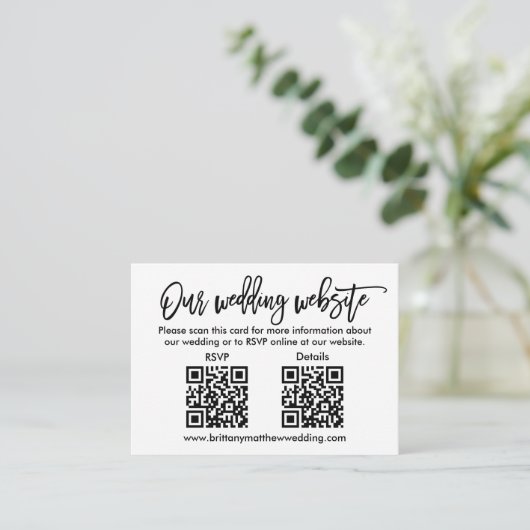 ブラシモダンスクリプ結婚トのQR RSVP詳細写真 エンクロージャーカード (スタンド正面)