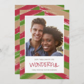 ブラシモダンストロークのクリスマスフォト シーズンカード (正面/裏面)