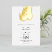 ブラシモダンストロークエレガントな結婚式 箔招待状 (立ち正面)