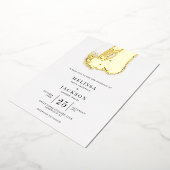 ブラシモダンストロークエレガントな結婚式 箔招待状 (回転した状態)