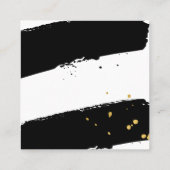 ブラシモダンストロークスタイリッシュブラック金ゴールド（ばちゃばちゃ）跳ねる スクエア名刺 (裏面)