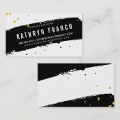ブラシモダンストロークスタイリッシュブラック金ゴールド(ばちゃばちゃ)跳ねる 名刺 (正面/裏面)