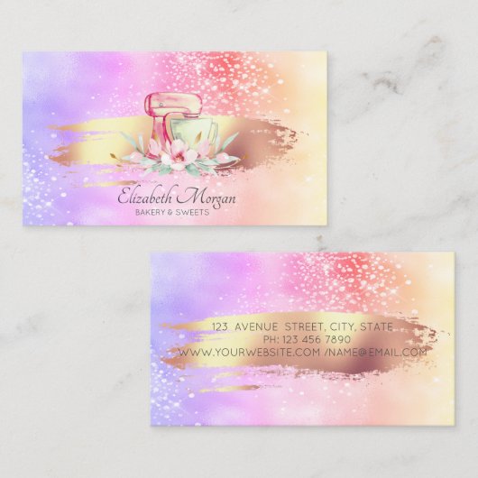 ブラシモダンストロークホログラフィックケーキミキサー 名刺 (正面/裏面)