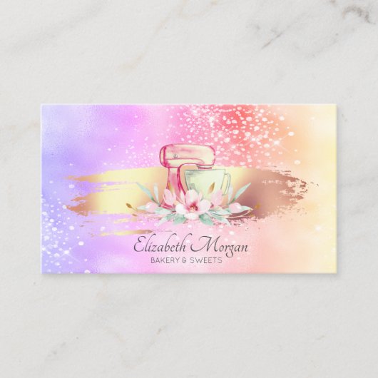 ブラシモダンストロークホログラフィックケーキミキサー 名刺 (正面)