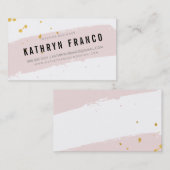 ブラシモダンストローク可愛いピ淡い色のンク金ゴールド(ばちゃばちゃ)跳ねる 名刺 (正面/裏面)