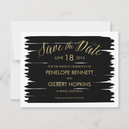 ブラシモダンストローク結婚式招待状 セーブザデート (正面)