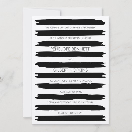 ブラシモダンストローク結婚式招待状 招待状 (正面)