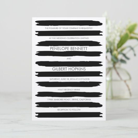 ブラシモダンストローク結婚式招待状 招待状 (スタンド正面)