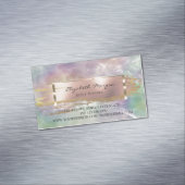 ブラシモダンストローク、金ゴールドフレームホログラフィックパール マグネット名刺 (インサイチュ)