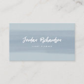 ブラシモダンストローク | QRコード付き埃っぽい青 名刺 (正面)