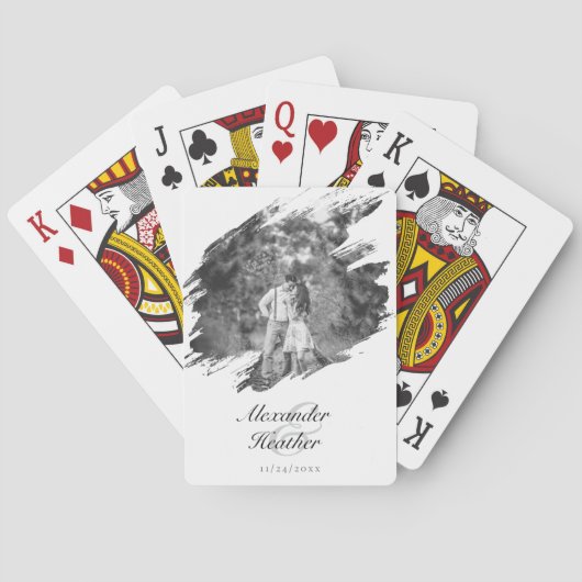 ブラシモダンストローフォト結婚式の引き出物 | ヘビーホワイト トランプ (裏面)