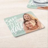 ブラシモダンセーブ・ザ・デート案内 スクエアペーパーコースター (アングル)