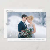 ブラシモダンタイポグラフィ結婚サンキューカード ポストカード (正面/裏面)