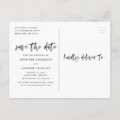 ブラシモダンド付きスクリプト写真の日付の保存 案内ポストカード (裏面)