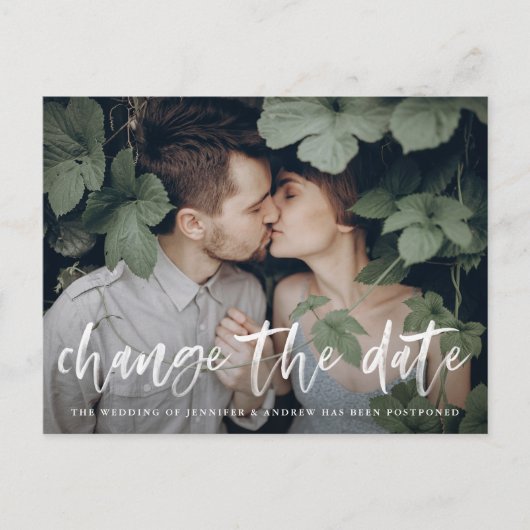 ブラシモダンド付きスクリプト写真の日付の変更 案内ポストカード (正面)