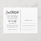 ブラシモダンド付きス結婚クリプトの写真日付の保存 案内ポストカード (裏面)