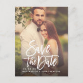 ブラシモダンド付きス結婚クリプトの写真日付の保存 案内ポストカード (正面)
