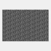 ブラシモダンハート白の黒のパターン ラッピングペーパーシート (正面)