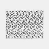 ブラシモダンハート白黒パターン フリースブランケット (正面(横))