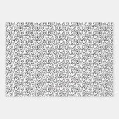 ブラシモダンハート白黒パターン ラッピングペーパーシート (正面3)