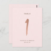 ブラシモダンバラ結婚金ゴールドのテーブル番号1 ポストカード