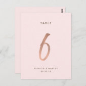 ブラシモダンバラ結婚金ゴールドのテーブル番号6 ポストカード (正面/裏面)