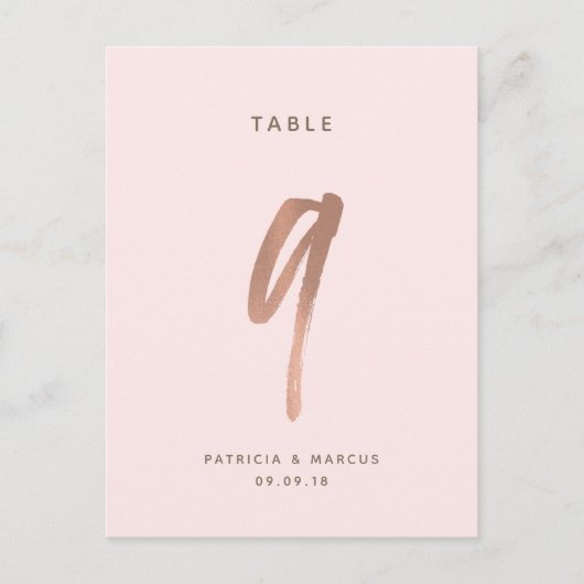 ブラシモダンバラ結婚金ゴールドのテーブル番号9 ポストカード (正面)