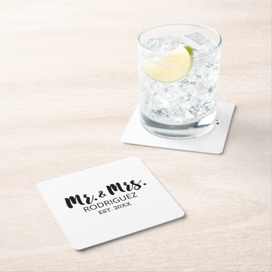 ブラシモダンフォント結婚記念日 スクエアペーパーコースター (インサイチュ)