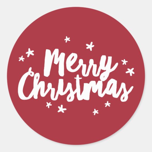 ブラシモダンメリークリスマスラウンドステッカー ラウンドシール (正面)
