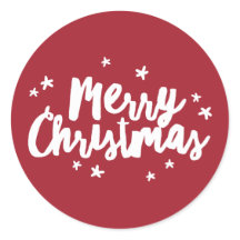 ブラシモダンメリークリスマスラウンドステッカー