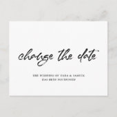 ブラシモダンュシンプルス結婚プの日付の変更 案内ポストカード (正面)