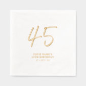 ブラシモダンレタリング45th誕生日パーティー 箔ナプキン (正面)