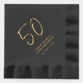 ブラシモダンレタリング50th誕生日パーティー 箔ナプキン (正面)