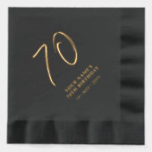 ブラシモダンレタリング70th誕生日パーティー 箔ナプキン (正面)