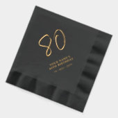 ブラシモダンレタリング80th誕生日パーティー 箔ナプキン (左)