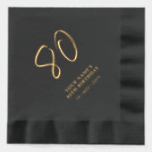 ブラシモダンレタリング80th誕生日パーティー 箔ナプキン (正面)