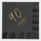 ブラシモダンレタリング90th誕生日パーティー 箔ナプキン (正面)