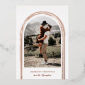 ブラシモダン付きアーチフレーム写真クリスマス 箔シーズンカード (正面)