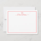 ブラシモダン赤いハートノートカパーソナライズされたード ノートカード (正面)