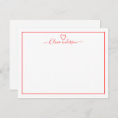 ブラシモダン赤いハートノートカパーソナライズされたード ノートカード (正面/裏面)