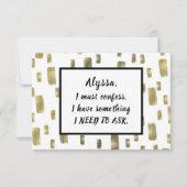 ブラシモダン金ゴールド銅ブロンズ私のブライドメイド 出欠カード (正面)