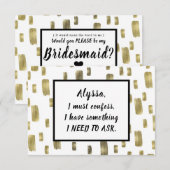 ブラシモダン金ゴールド銅ブロンズ私のブライドメイド 出欠カード (正面/裏面)